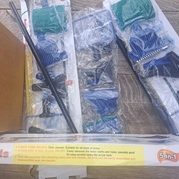 THREE NEW 5 in 1 Aquarium/Fish Tank Cleaning Tools Set Algae Sifter - Picture 5 of 5